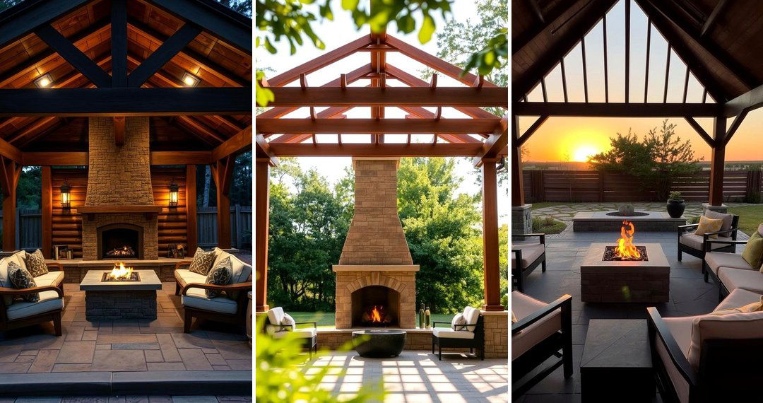 24 Backyard Pavilion With Fireplace Ideas for Year-Round Use