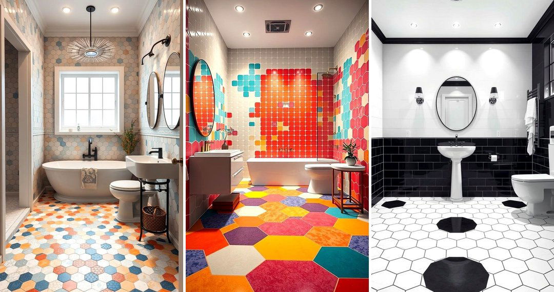 24 Hexagon Tile Bathroom Floor Design Ideas