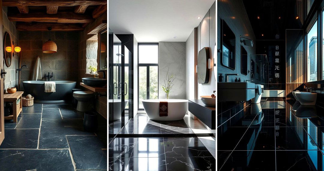 24 Black Floor Bathroom Ideas for Modern & Dramatic Spaces
