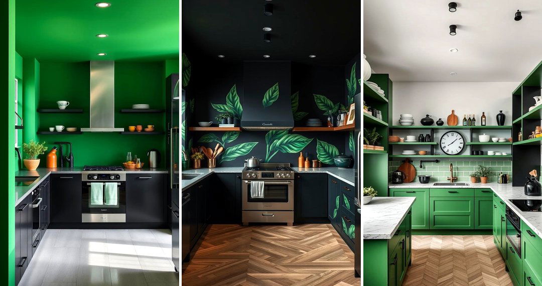24 Black & Green Kitchen Ideas for Bold, Organic Style