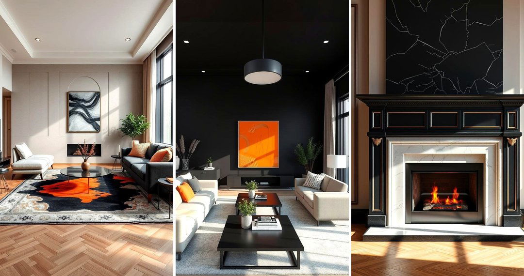 24 Bold Black & Orange Living Room Decor Inspirations