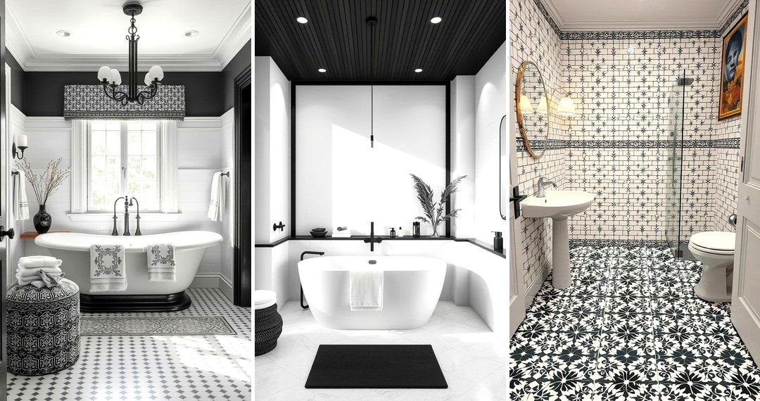 24 Elegant Black and White Bathroom Design Inspirations