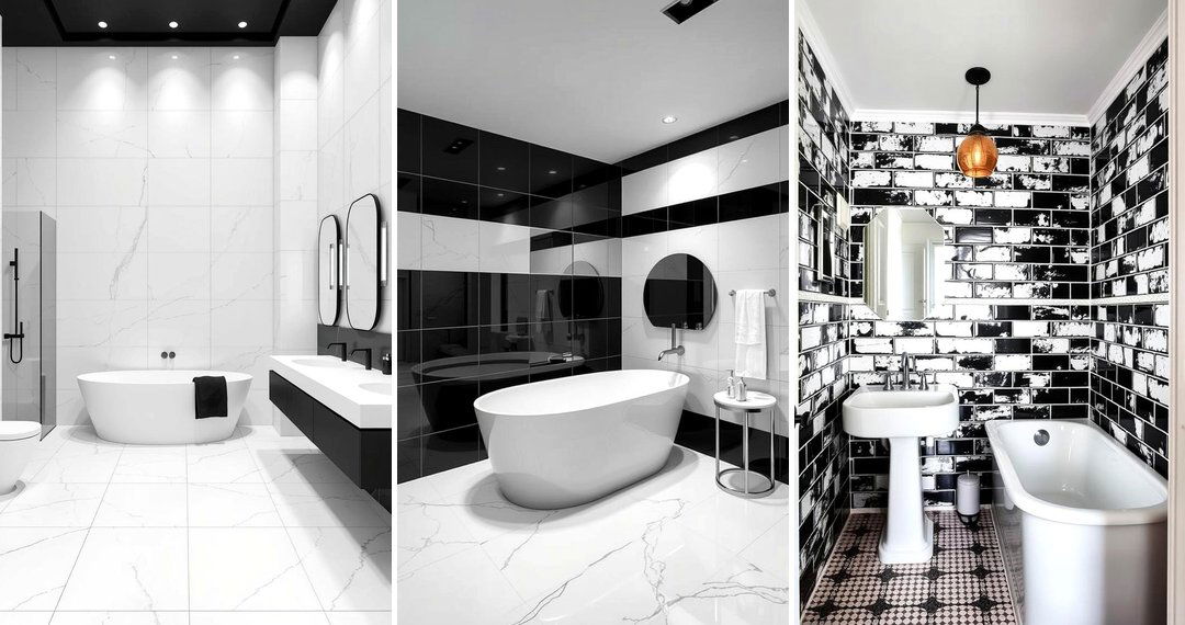 24 Black & White Bathroom Tile Ideas for Timeless Design