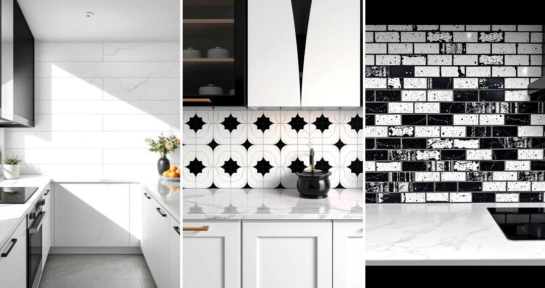 24 Black and White Kitchen Backsplash Ideas: Timeless Patterns