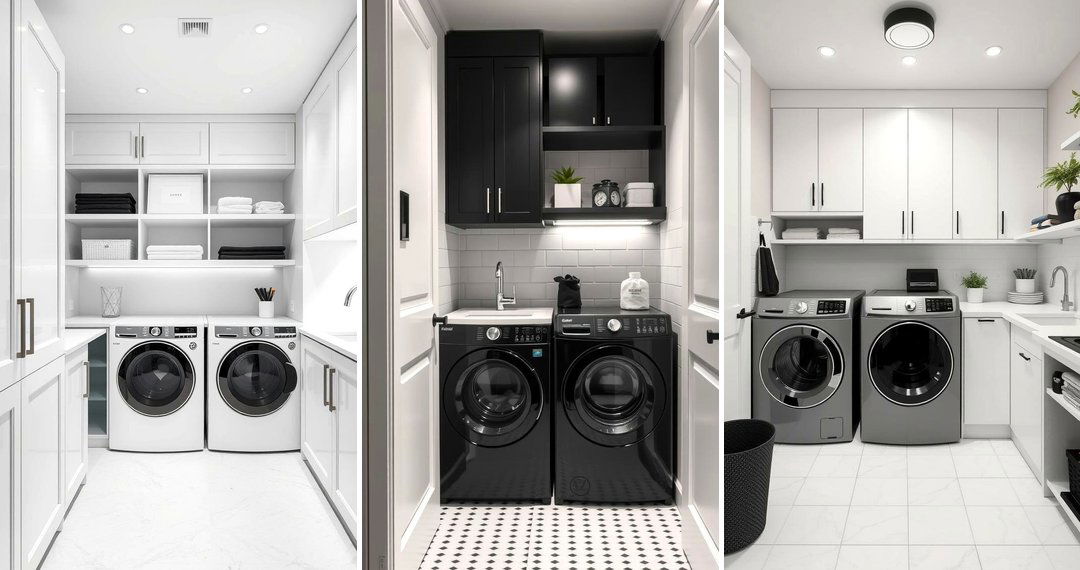 24 Black & White Laundry Room Ideas for Sleek Functionality
