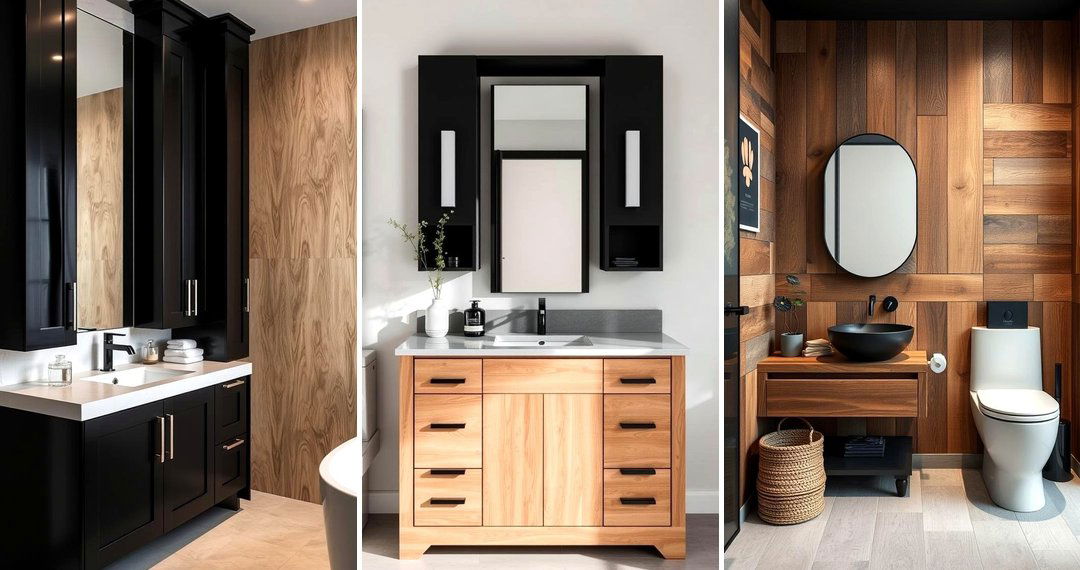 24 Black & Wood Bathroom Ideas for Modern Contrast