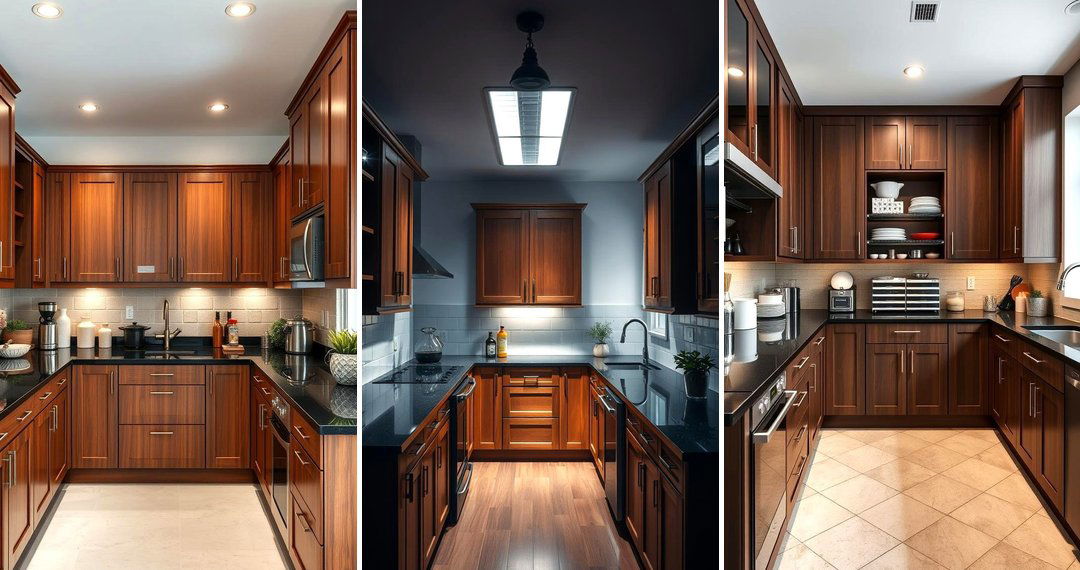 24 Brown Kitchen Cabinets with Black Countertops Ideas