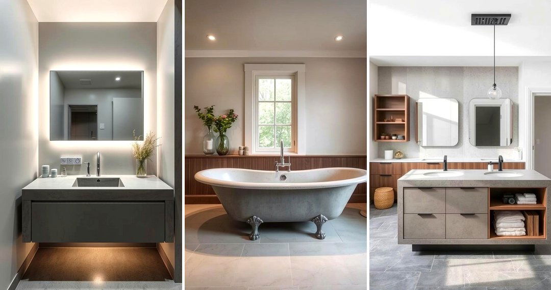 24 Industrial Concrete Bathroom Ideas for Modern Minimalism