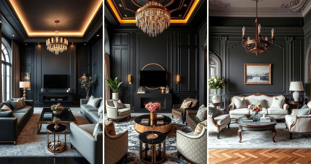 24 Dark Grey Wall Living Rooms with Bold Contrast Accents