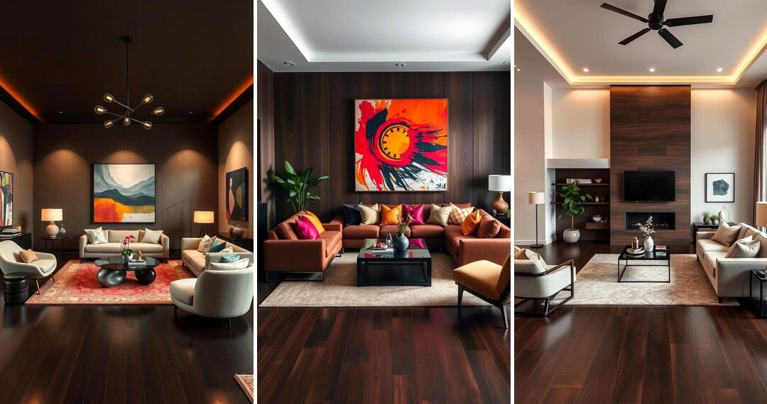 24 Dark Brown Floor Living Room Ideas for Warm Interiors
