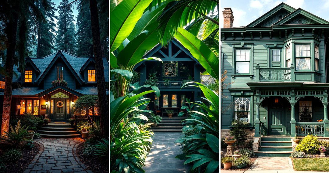 24 Dark Green Exterior Paint Color Schemes