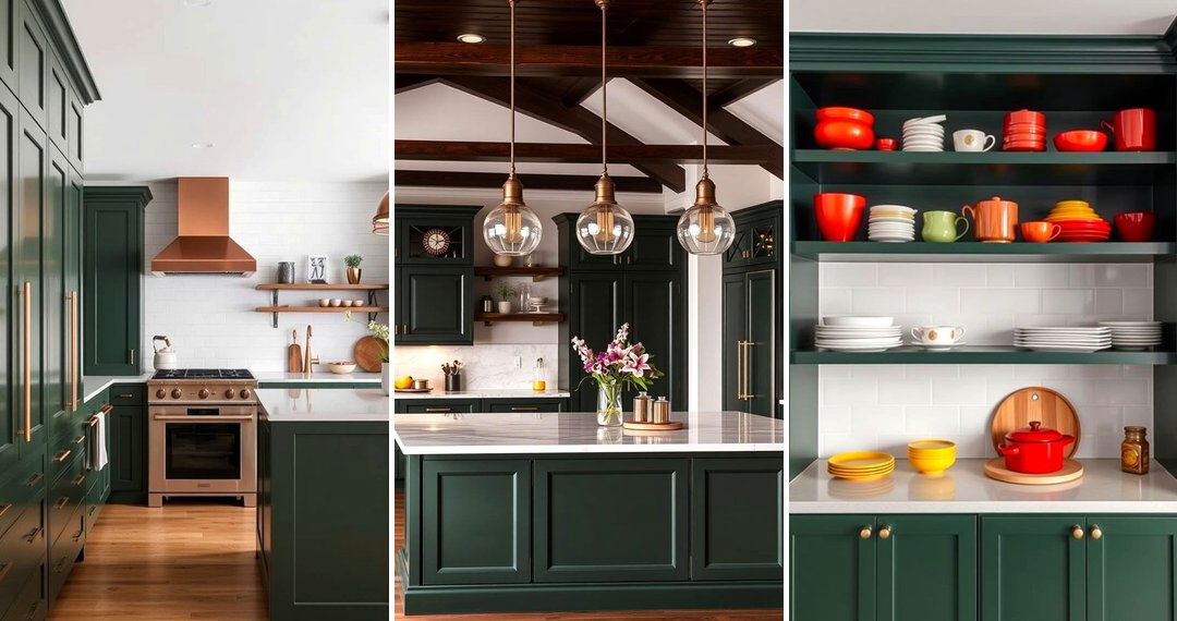 24 Rich Dark Green Kitchen Cabinetry and Accent Inspirations