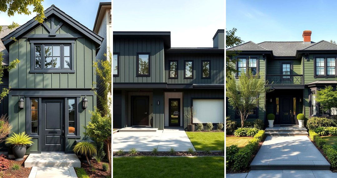 24 Dark Olive Green House Exterior Ideas With Black Trim
