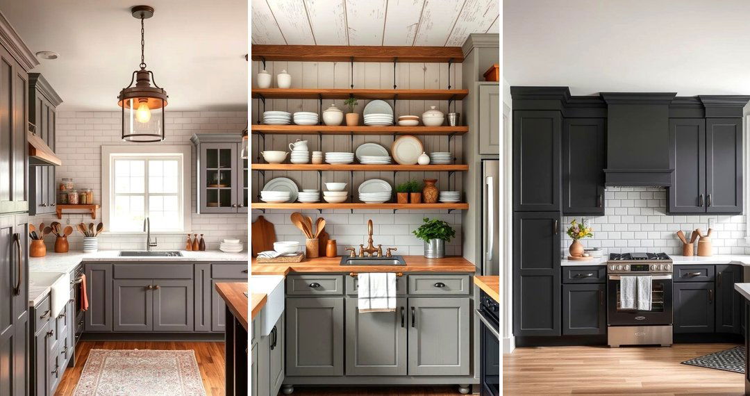24 Farmhouse Kitchen With Gray Cabinets Ideas