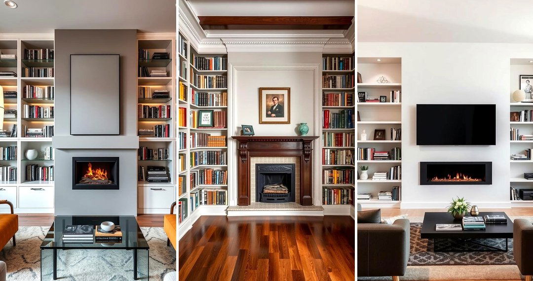 24 Fireplace With Bookshelves