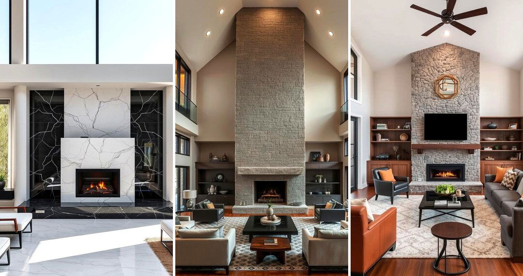 24 Floor-to-Ceiling Stone Fireplace Ideas for Luxe Interiors