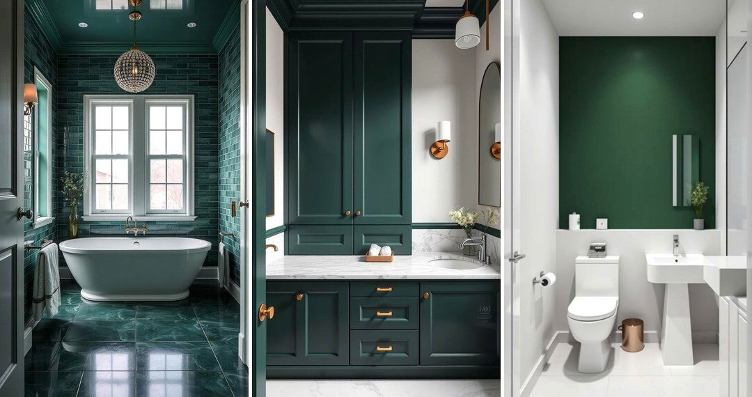 24 Bold Forest Green Bathroom Decor Inspirations
