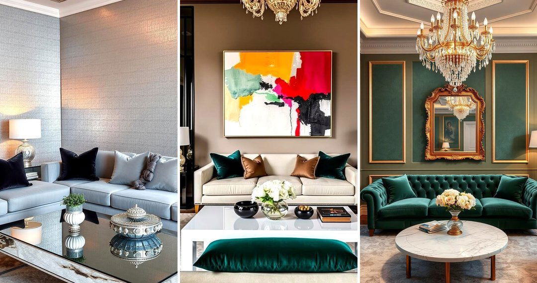 24 Glam Living Room Ideas with Luxe Textures & Metallics