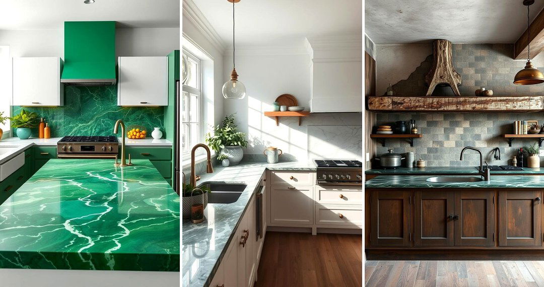 24 Green Marble Countertop Design Ideas