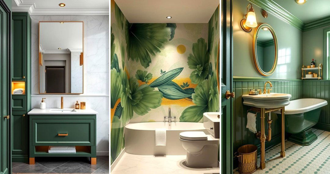 24 Green and Gold Bathroom Ideas