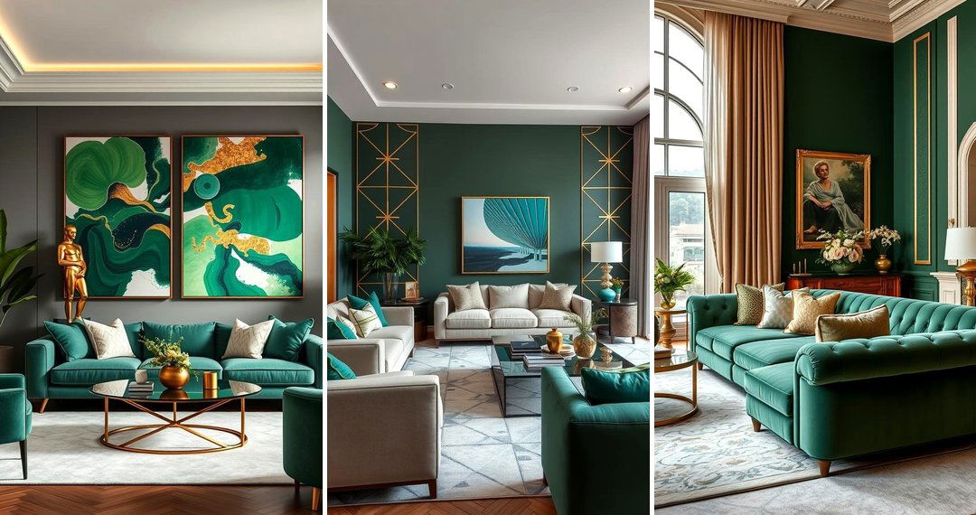 24 Green and Gold Living Room Ideas