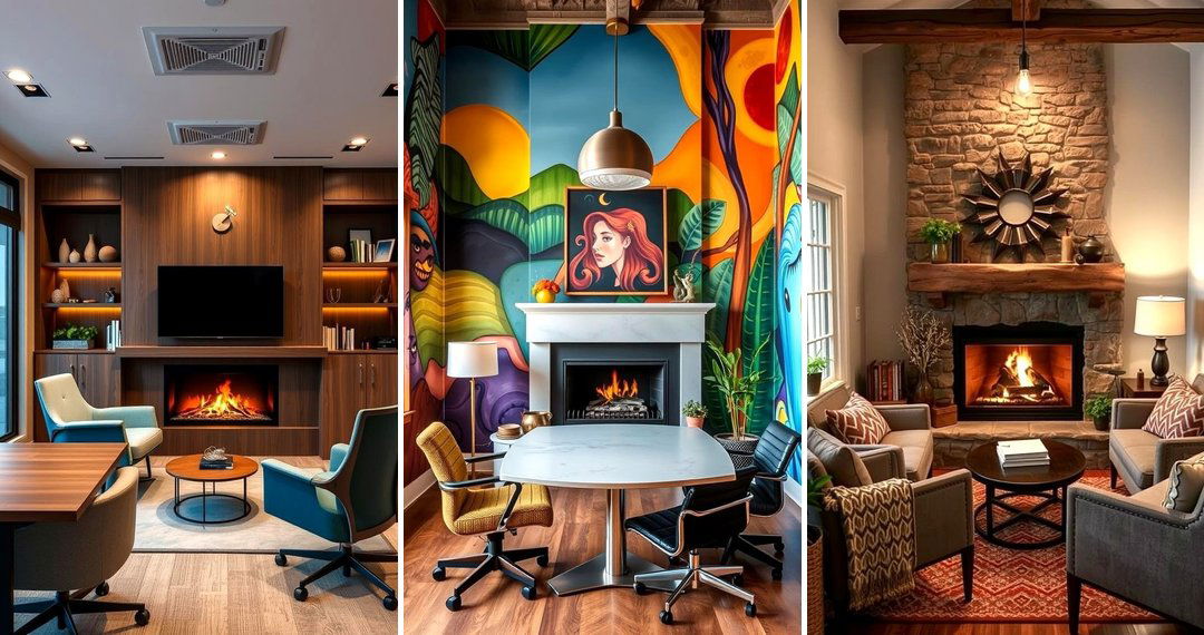 24 Cozy Home Office Ideas Featuring Fireplace Designs