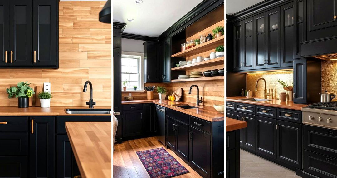 24 Bold Kitchens with Black Cabinets & Wood Countertops