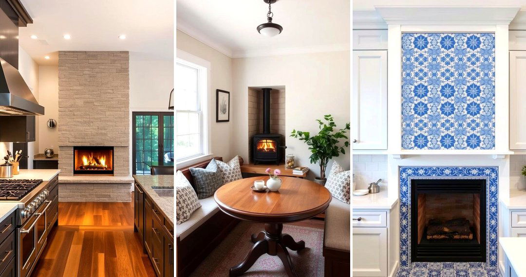 24 Cozy Kitchen Designs Featuring Stylish Fireplace Integration