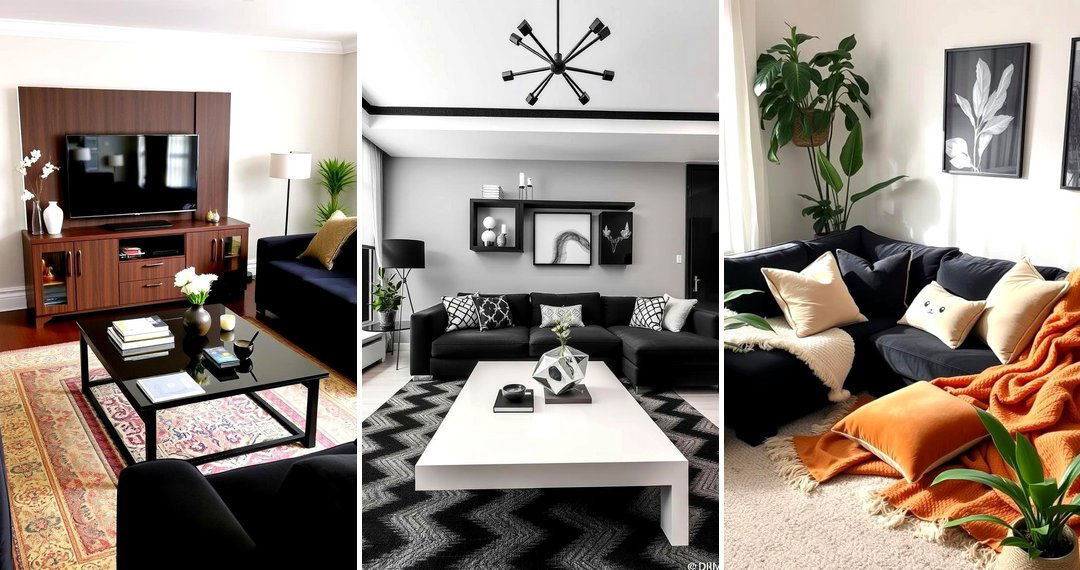 24 Living Room Ideas With Black Couches: Bold & Elegant