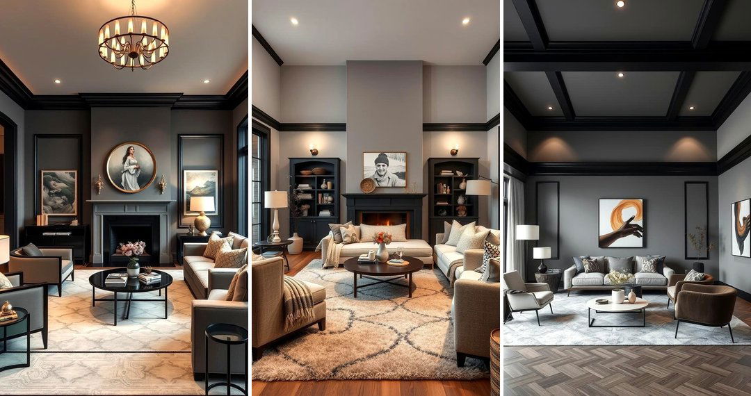 24 Living Room Ideas with Grey Walls and Black Trim