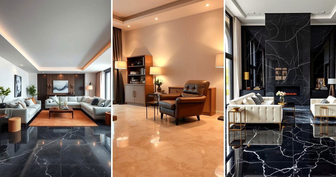 24 Elegant Marble Floor Living Room Design Inspirations