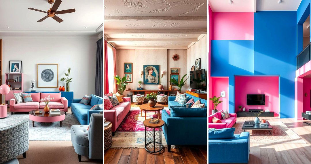 24 Pink and Blue Living Room Ideas: Calming Color Combos