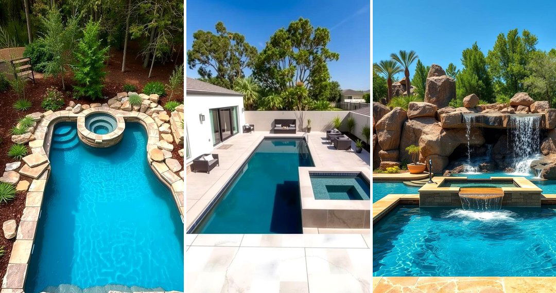 24 Modern Rectangle Pool Designs with Hot Tub Integrations