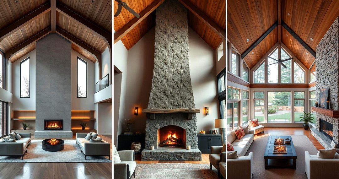 24 Grand Rooms Featuring Fireplaces & Vaulted Ceilings Designs