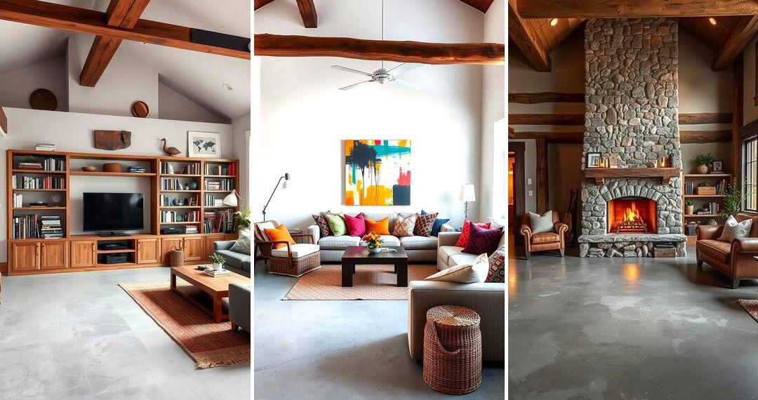 24 Rustic Concrete Floor Living Room Design Inspirations