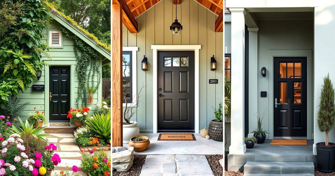 24 Sage Green House With Black Door: Curb Appeal Ideas