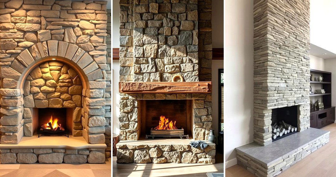 24 Stacked Stone Fireplace Ideas for Rustic Warmth