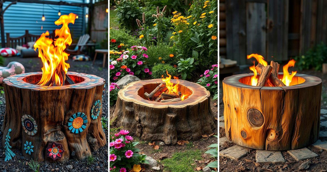 24 Tree Stump Fire Pit Ideas for Cozy Backyard Gatherings