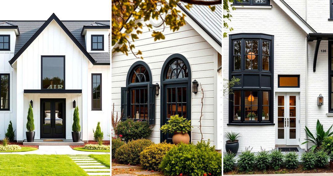 24 White Farmhouse & Black Windows Exterior Design Ideas
