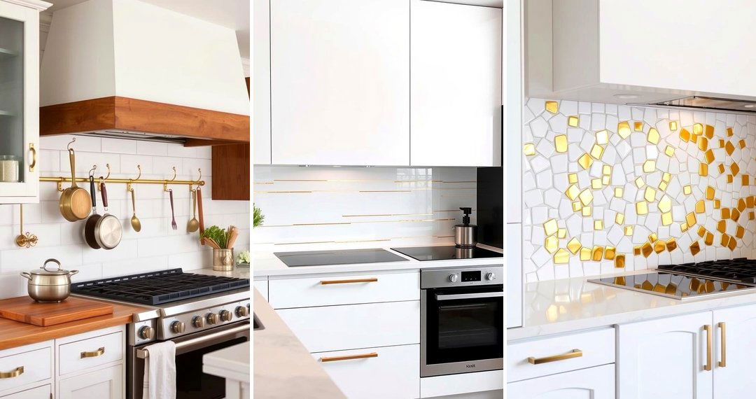 24 Luxurious White & Gold Kitchen Backsplash Design Inspirations