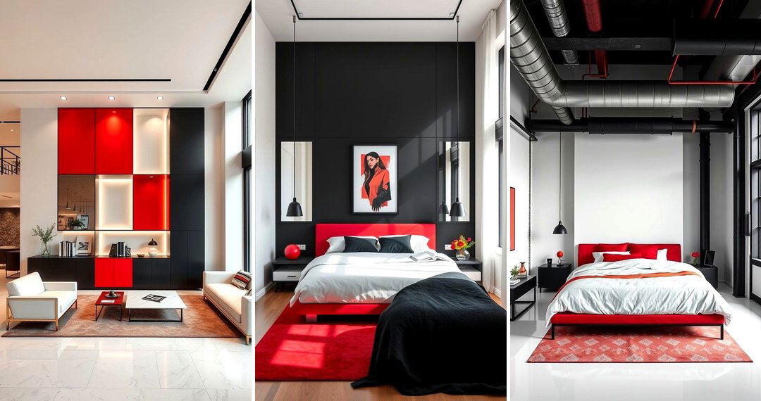 24 Chic Red, Black & White Bedroom Decor Ideas for 2024