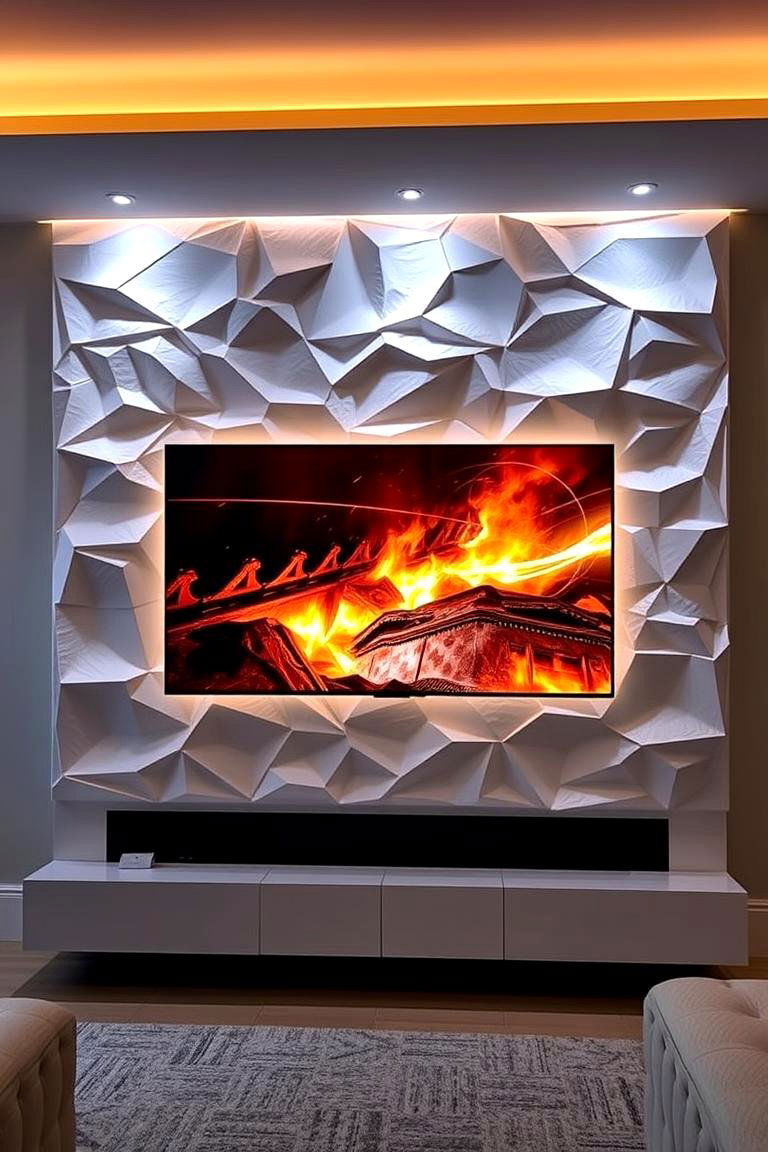 3D Panel TV Wall - 24 Tv Wall Ideas