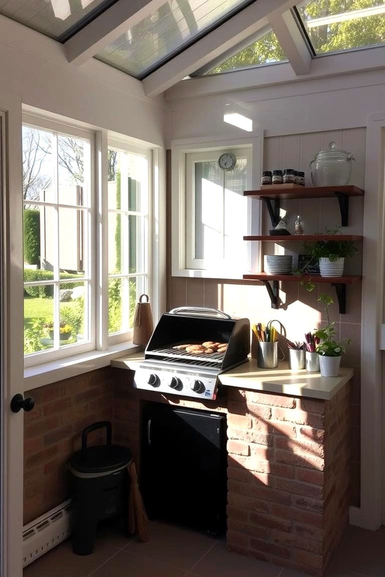 A Barbecue Corner - 24 Small Sunroom Ideas