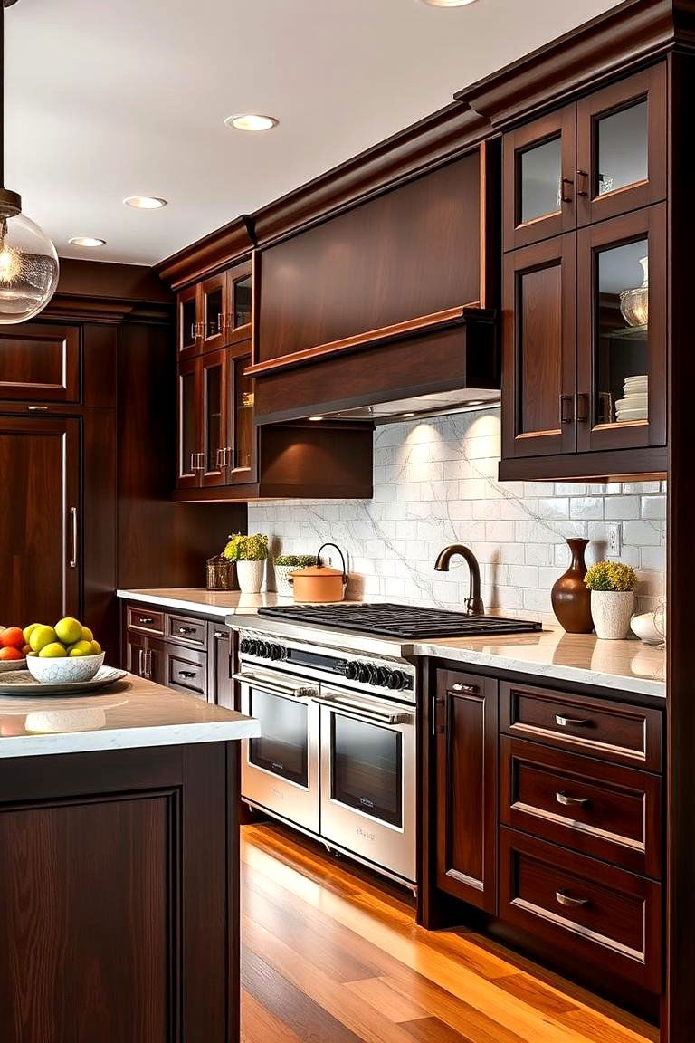 A Bold Statement Piece in Your Kitchen - 24 Dark Wood Kitchen Cabinets