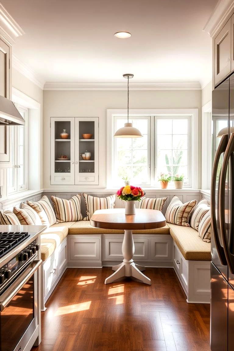 A Built in Banquette for Comfortable Seating - 24 l shaped kitchen ideas
