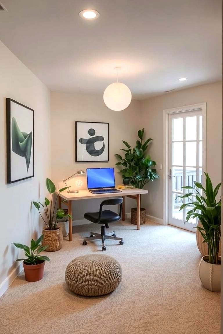 A Calm Zen Office Retreat - 24 basement office ideas