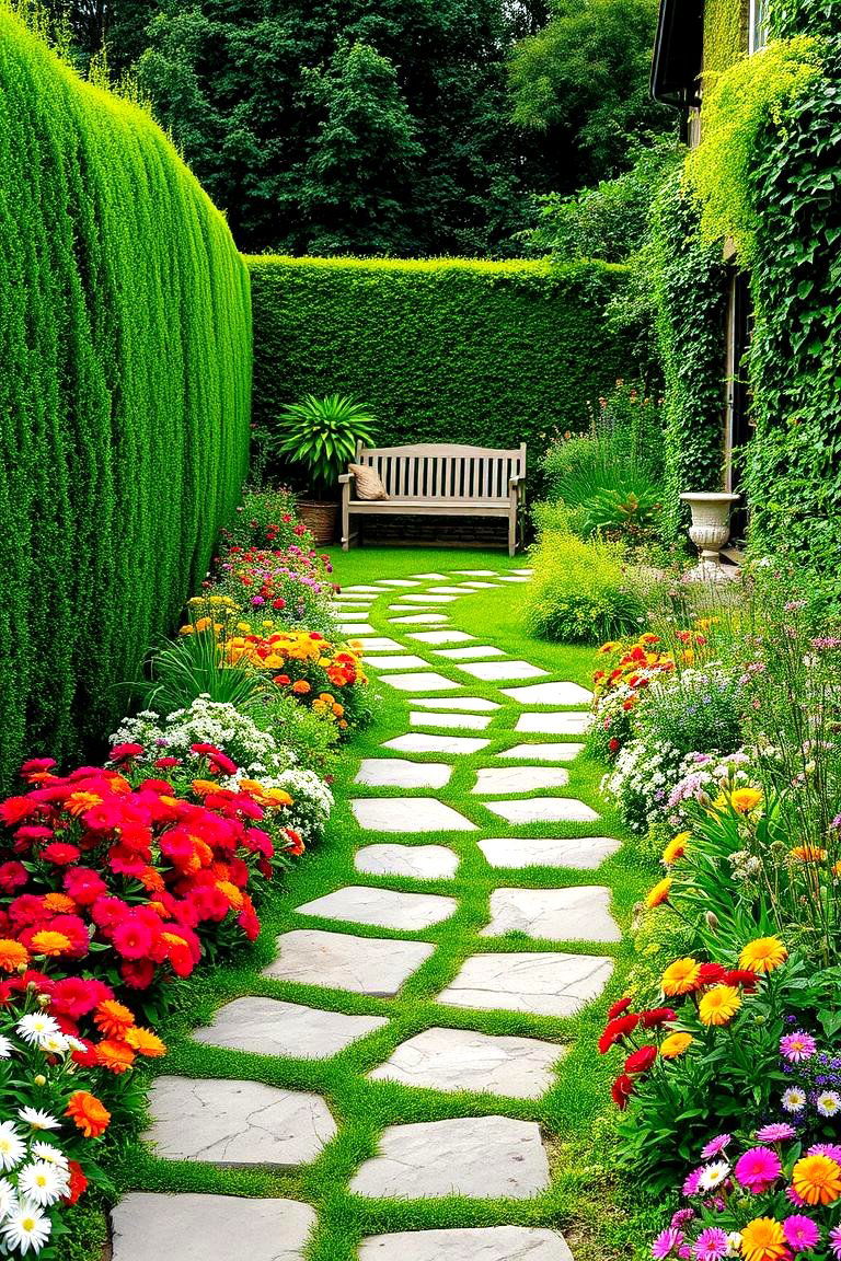 A Cottage Garden with a Pathway - 24 Cottage Garden Ideas