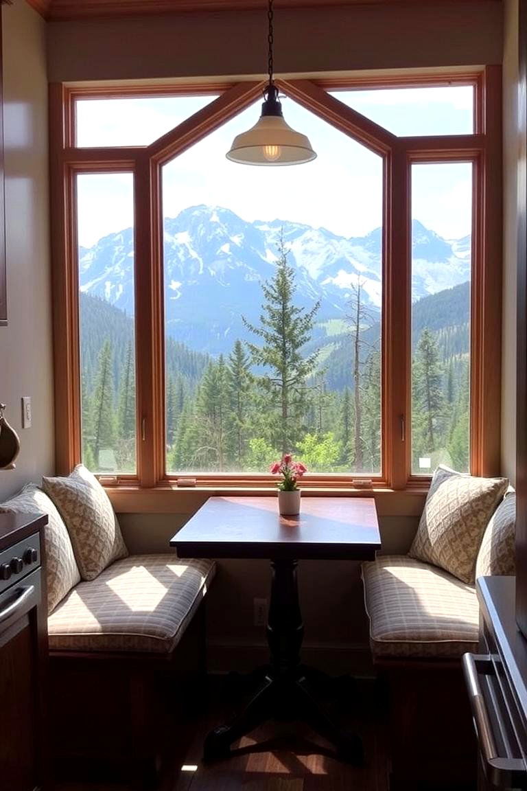 A Cozy Breakfast Nook by the Window - 24 Mountain House Kitchen Ideas