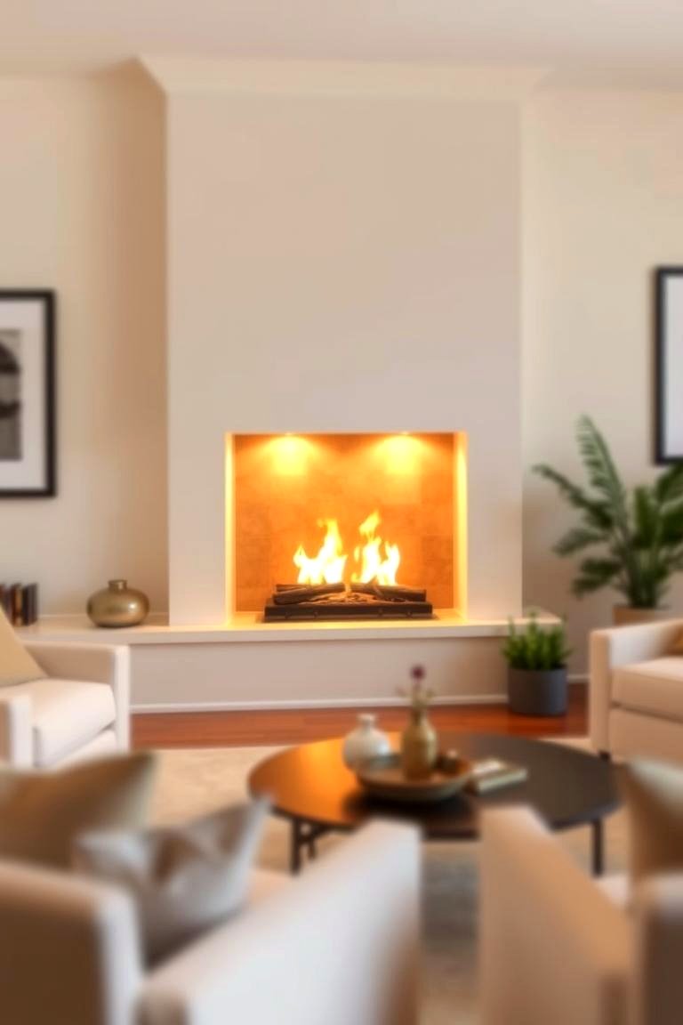 A Cozy Fireplace Focus - 24 Cream Living Room Ideas