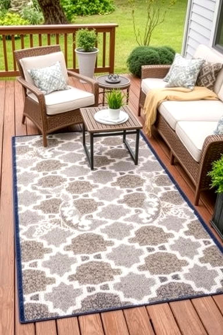 A Cozy Outdoor Rug - 24 Farmhouse Patio Ideas